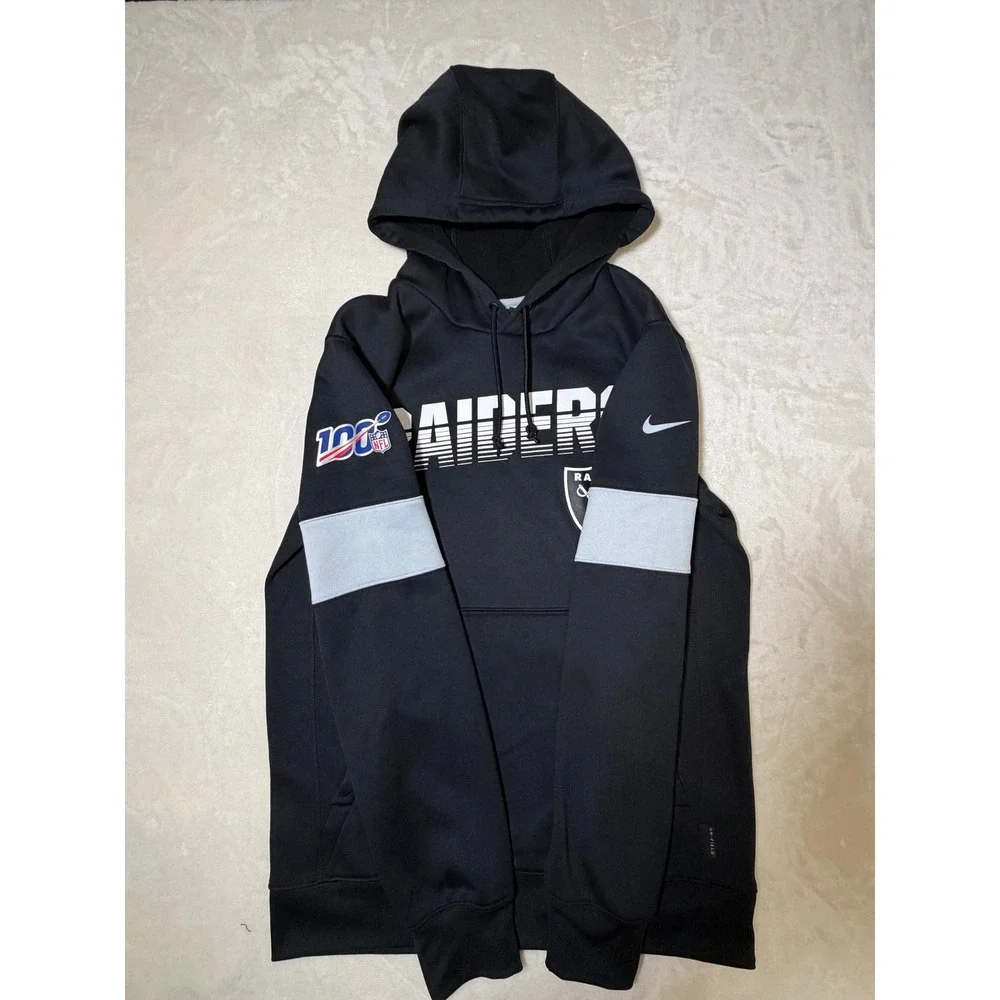 Nike Black Raiders NFL Onfield Dri-FIT Hoodie Mens Small Like New